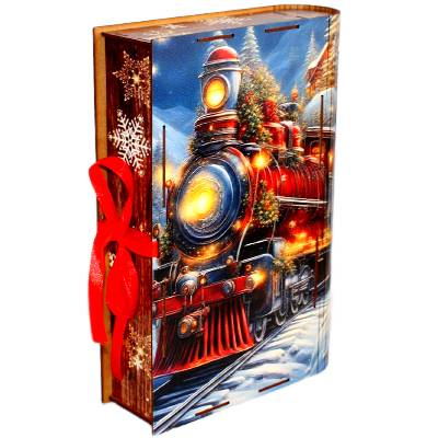 Сладкий новогодний подарок в упаковке из дерева весом 1000 грамм